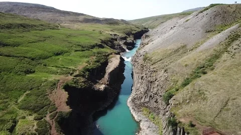 Stuðlagil Canyon iceland Stock Footage 240420035