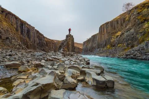 Studlagil Canyon, Iceland. Stock Photos