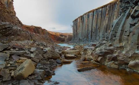 Studlagil Canyon, Iceland. Stock Photos