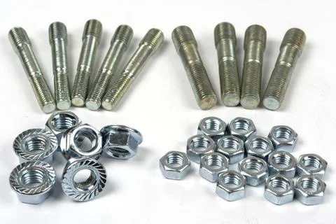 Studs and nuts in the range for repair Stock Photos