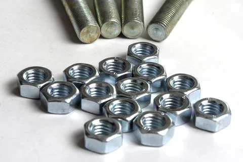 Studs and nuts in the range for repair Stock Photos