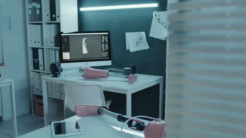 Study with 3D Modeling Programme and Sketches of Prosthetics Video stock 257708180
