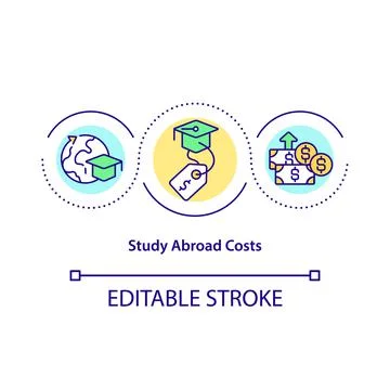Study abroad costs concept icon Stock Illustration