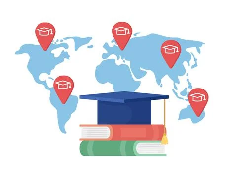Study abroad destinations flat concept vector illustration Stock Illustration