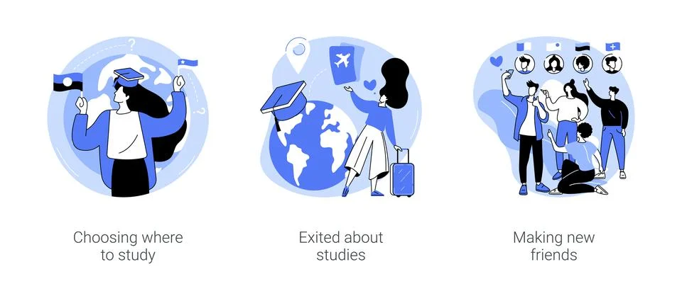 Study abroad isolated cartoon vector illustrations se Stock Illustration
