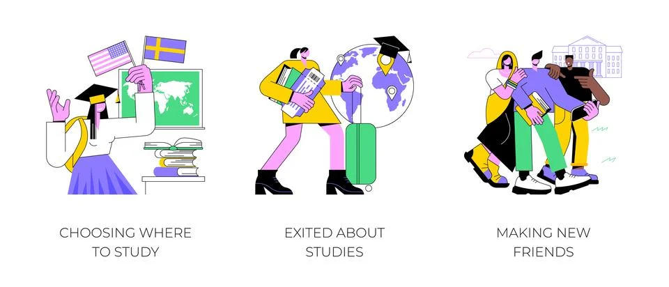 Study abroad isolated cartoon vector illustrations. Stock Illustration