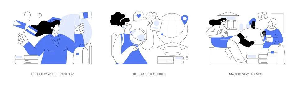 Study abroad isolated cartoon vector illustrations se Illustrazione stock