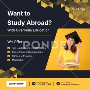 Study abroad opportunities with overseas education services PSD Template