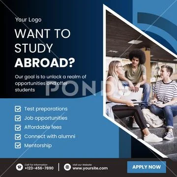 Study abroad opportunities for students seeking international education PSD Template