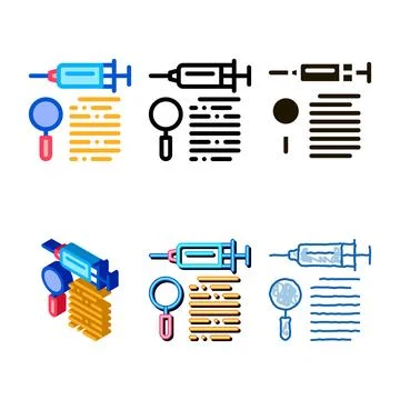 Study of action of injection icon vector stylized outline Stock Illustration