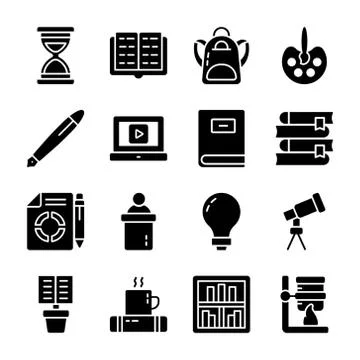 Study and Education Icons Set Stock Illustration