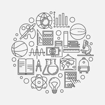 Study and learning round illustration Stock Illustration