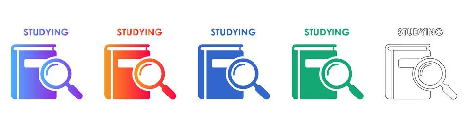 Study and Research Book Search Icons Stock Illustration
