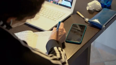 Study and smart working at home Stock Footage 129839074