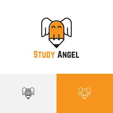 Study Angel Wings Flying Learning Course Fun School Education Logo Stock Illustration