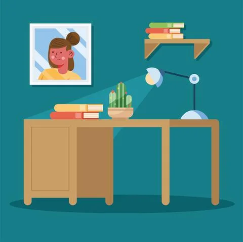 Study area with desk Stock Illustration