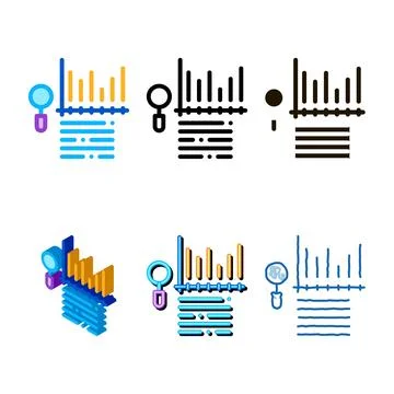 Study bar graph search engine optimization multistyle icon vector outline Stock Illustration