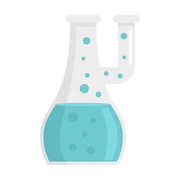 Study boiling flask icon flat isolated 스톡 일러스트