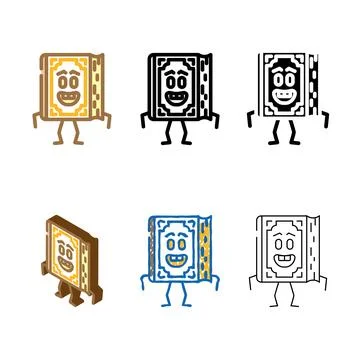 Study book character color series icon vector Stock Illustration