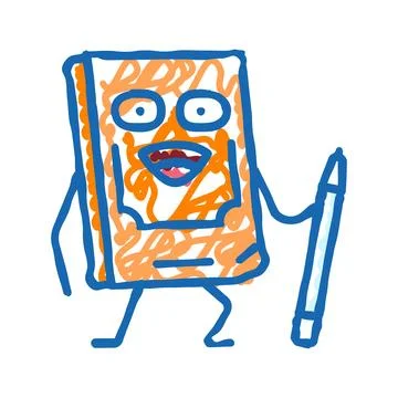 Study book character icon doodle illustration Illustrazione stock