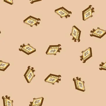 Study book character isometric icon seamless pattern Stock Illustration