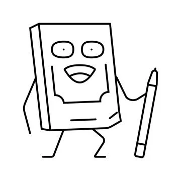 Study book character line icon vector illustration Stock Illustration