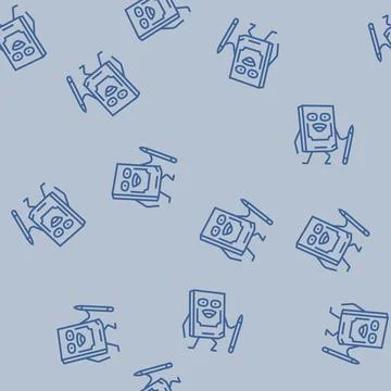 Study book character line seamless pattern Stock Illustration