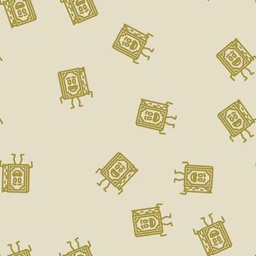 Study book character line vector seamless pattern Illustrazione stock