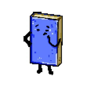 Study book character pixel art vector illustration Stock Illustration