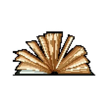 Study book open pixel art vector illustration Stock Illustration