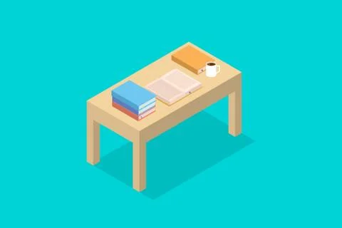 A study book stack table education with coffee and open books Stock Illustration