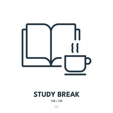 Study Break Icon. Education, School, Coffee Break. Editable Stroke Stock Illustration