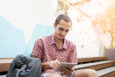 Study breaks are dedicated to social media Stock Photos