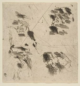 Study with Brigands (Upper Section) ca. 1633 Claude Lorrain (Claude Gelle) .. Illustrazione stock