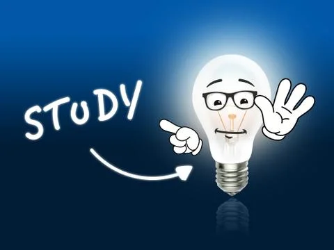 Study bulb lamp energy light blue Stock Illustration