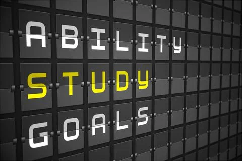 Study buzzwords on black mechanical board Stock Illustration