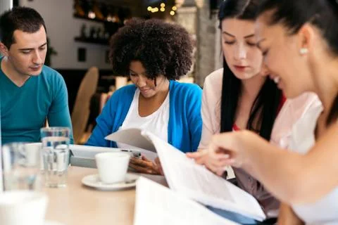 Study in cafe Stock Photos