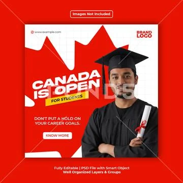 Study in Canada - Educational Concept | Social Media Post Template Modello PSD