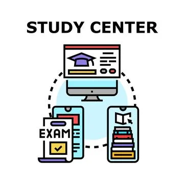 Study center offering digital education and online examination Stock Illustration