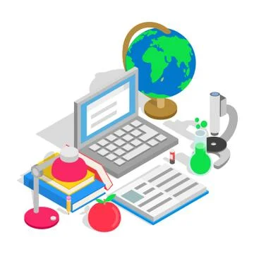 Study clip art, isometric style Stock Illustration