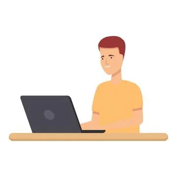 Study coding icon cartoon vector. Computer education Stock Illustration