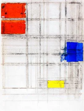Study for a Composition  painting in high resolution by Piet Mondrian. Stock Illustration