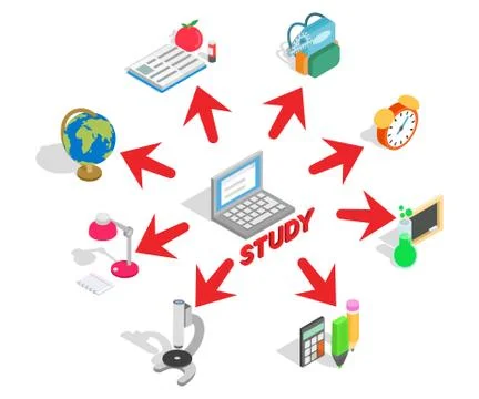 Study concept banner, isometric style Stock Illustration