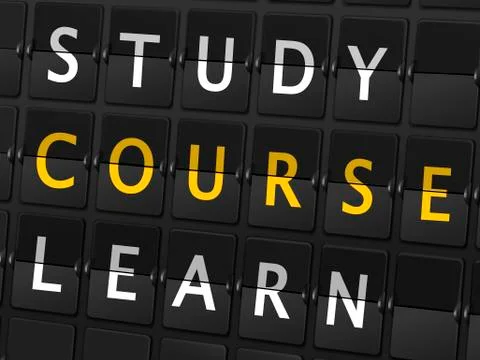 Study course learn words on airport board Stock Illustration