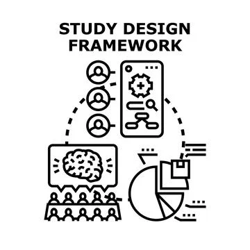 Study design framework planning research methodology concepts Stock Illustration