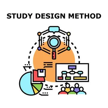Study design method planning research analysis strategy Stock Illustration