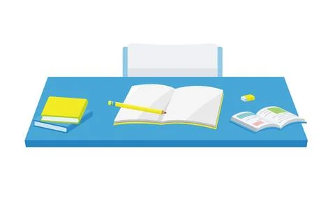 Study desk and notebook 스톡 일러스트
