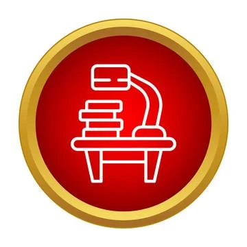 Study desk icon with books and lamp 스톡 일러스트