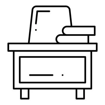 Study Desk Line Icon Stockillustratie