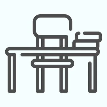 Study Desk line icon. Table and chair vector illustration isolated on white Stock Illustration